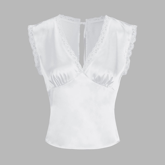 Satin Lace Trim Skirt Set - Picture 3 of 10